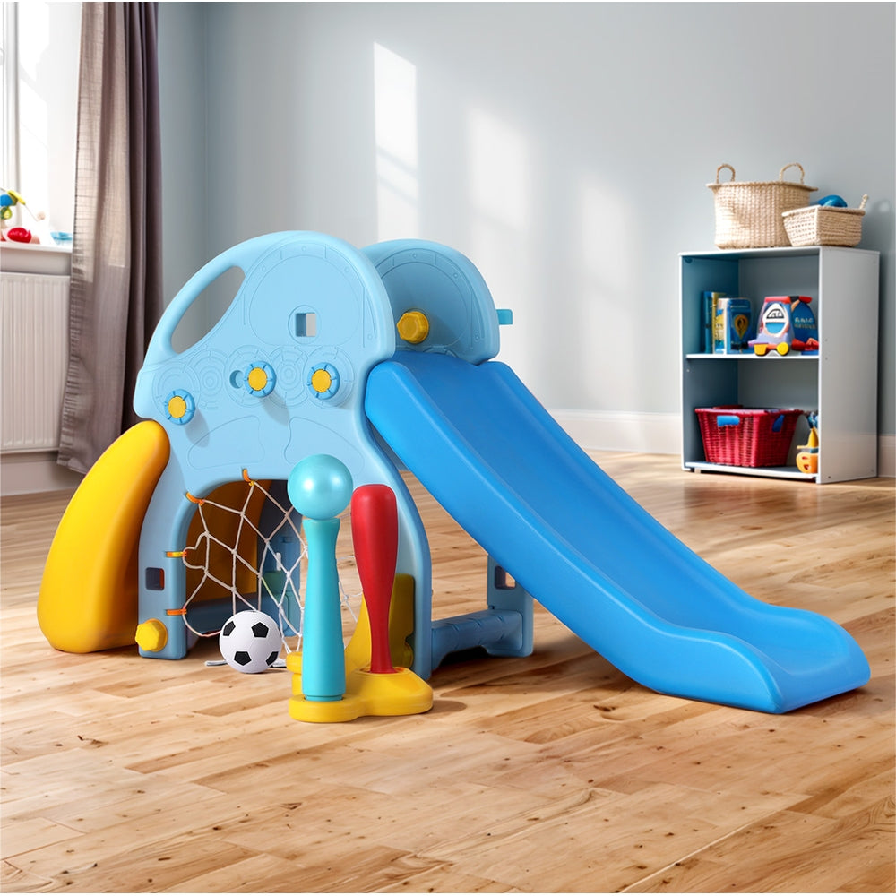 Keezi Kids Slide Set with Baseball Bat - 120cm Blue