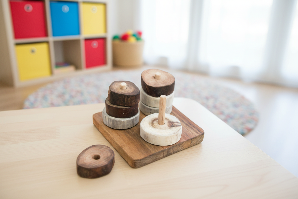 Montessori Rainbow Stacking Rings — First Stack