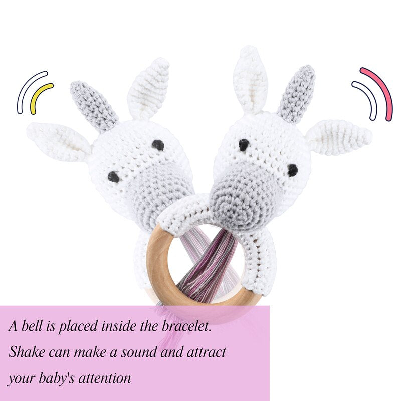 Handmade Amigurumi Baby Rattle Crochet Unicorn Bell - Montessori Educational Toy