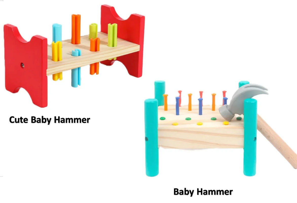 Montessori Wooden Baby Hammer Toy - Early Learning Tool