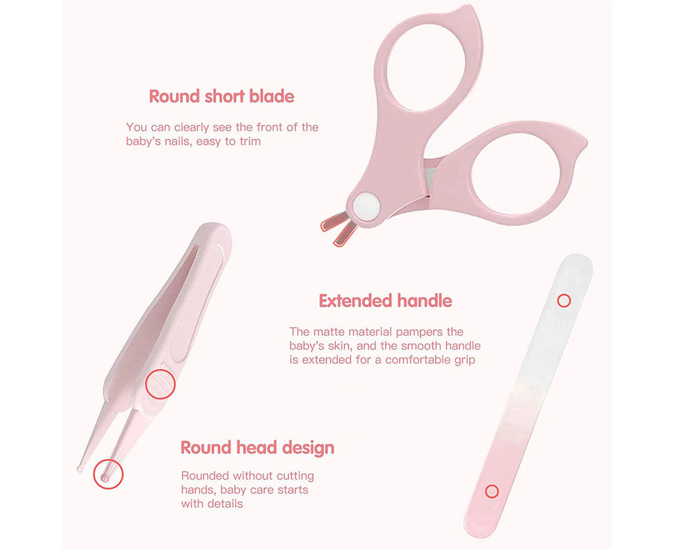 Baby Nail Kit, Baby Manicure Kit and Pedicure Kit with Cute Owl Shape Case. Baby Nail Clipper, Scissor-Light Pink