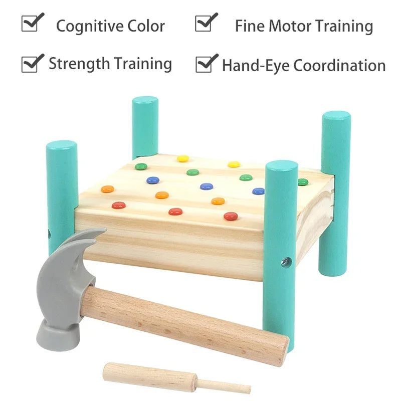 Montessori Wooden Baby Hammer Toy - Early Learning Tool