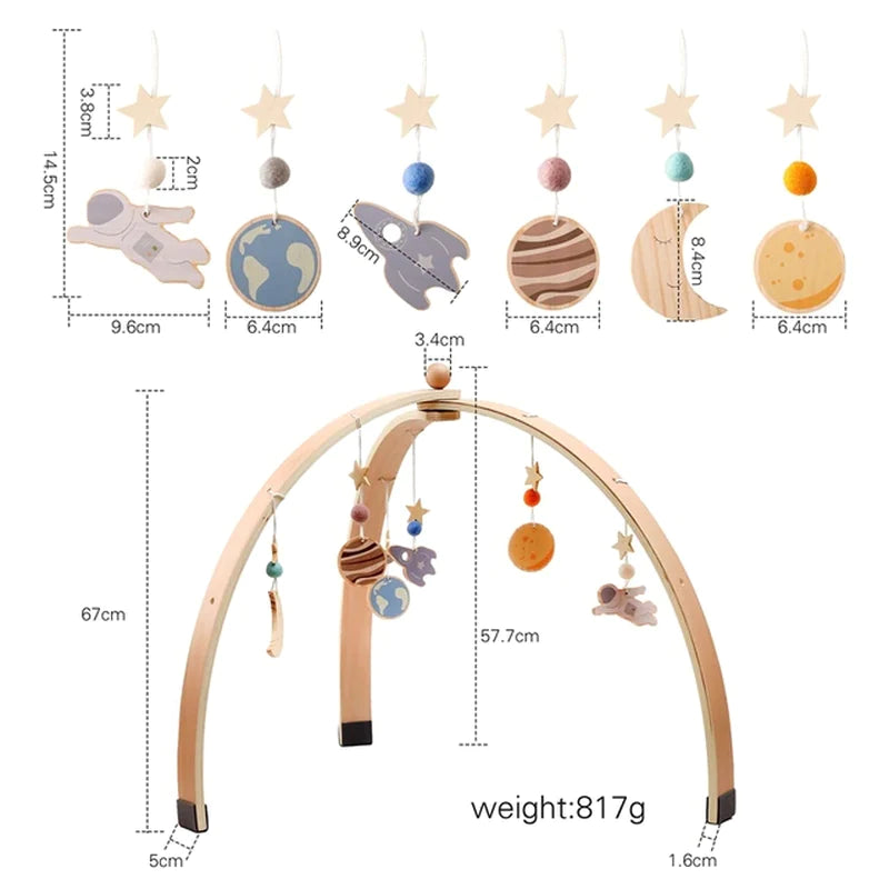 Wooden Baby Play Gym with Activity Frame & Rattle Toy Set