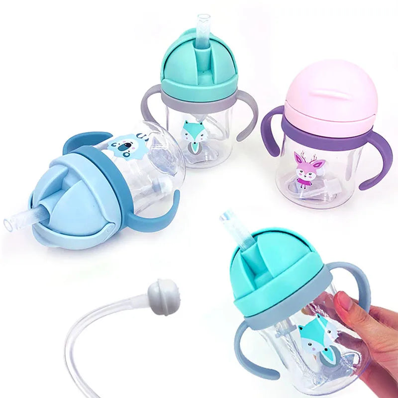 Silicone Sippy Cup with Straw Handle for Babies and Kids