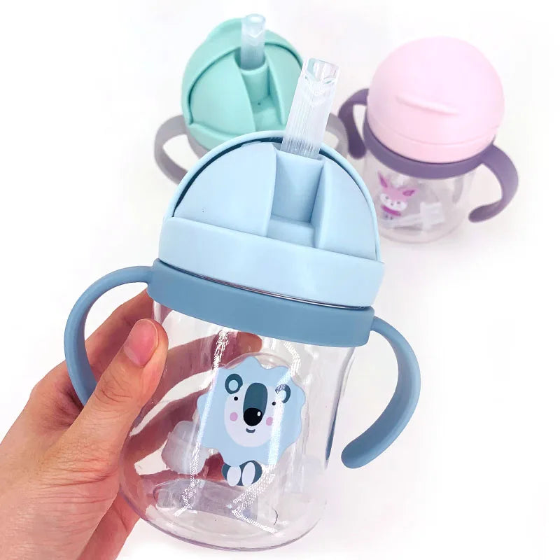 Silicone Sippy Cup with Straw Handle for Babies and Kids