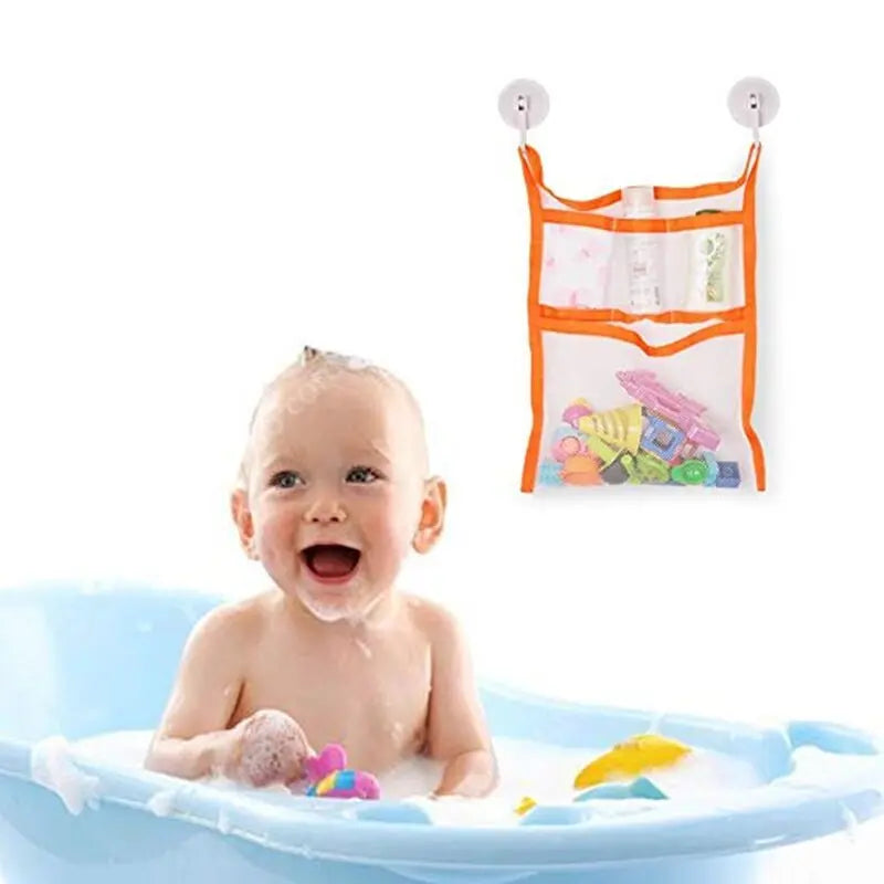 Kids Baby Bath Toys Tidy Storage Suction Cup Folding Bag Baby Bathroom Toys Protable Suction Cup Baskets Mesh Bag Organiser Net