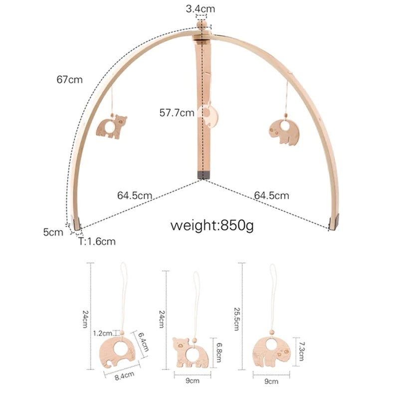 Wooden Baby Play Gym with Activity Frame & Rattle Toy Set