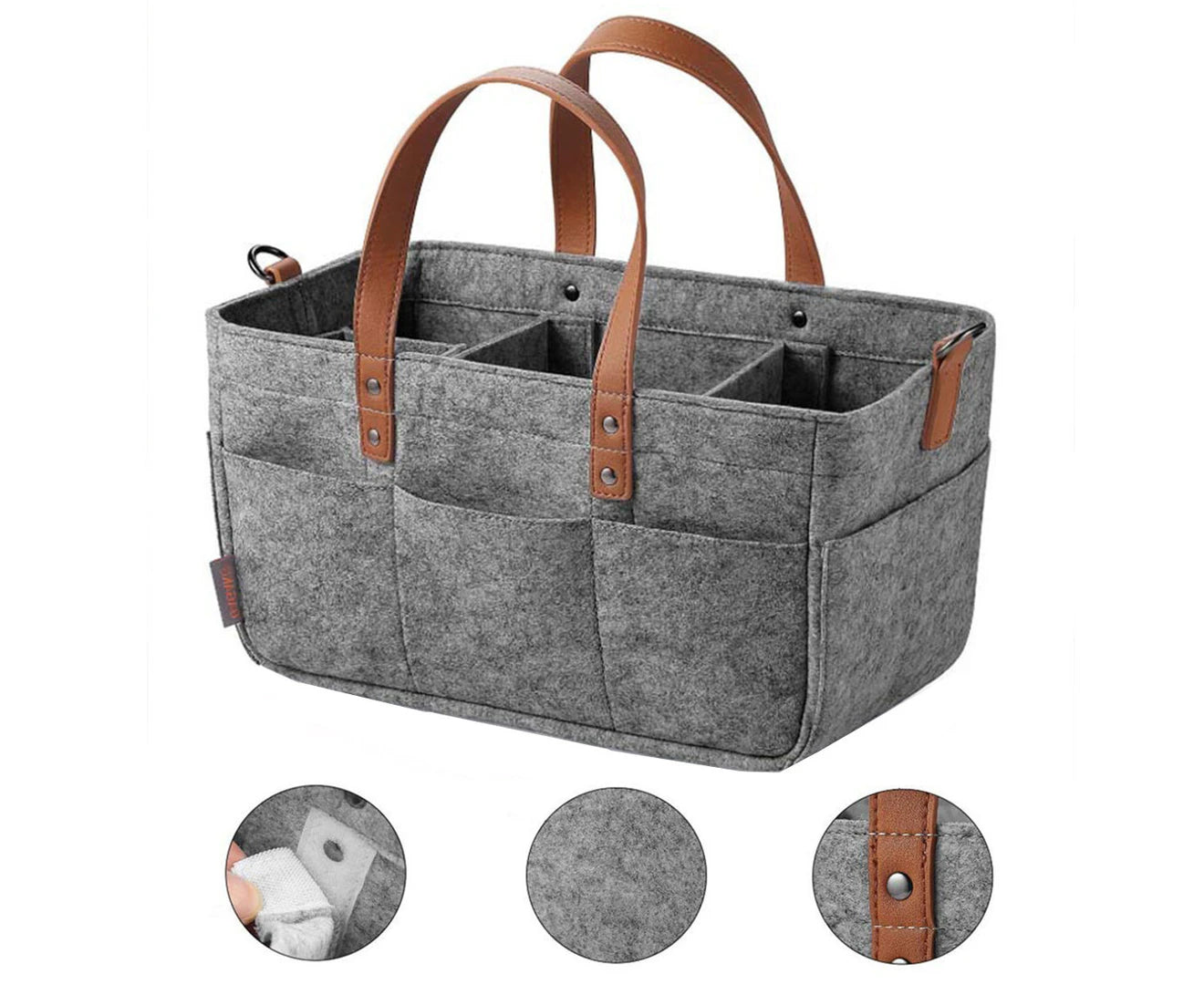 Lightgrey Portable Baby Diaper Caddy Nursery Storage Organizer Basket Nappy Infant Bag 38*26*23Cm