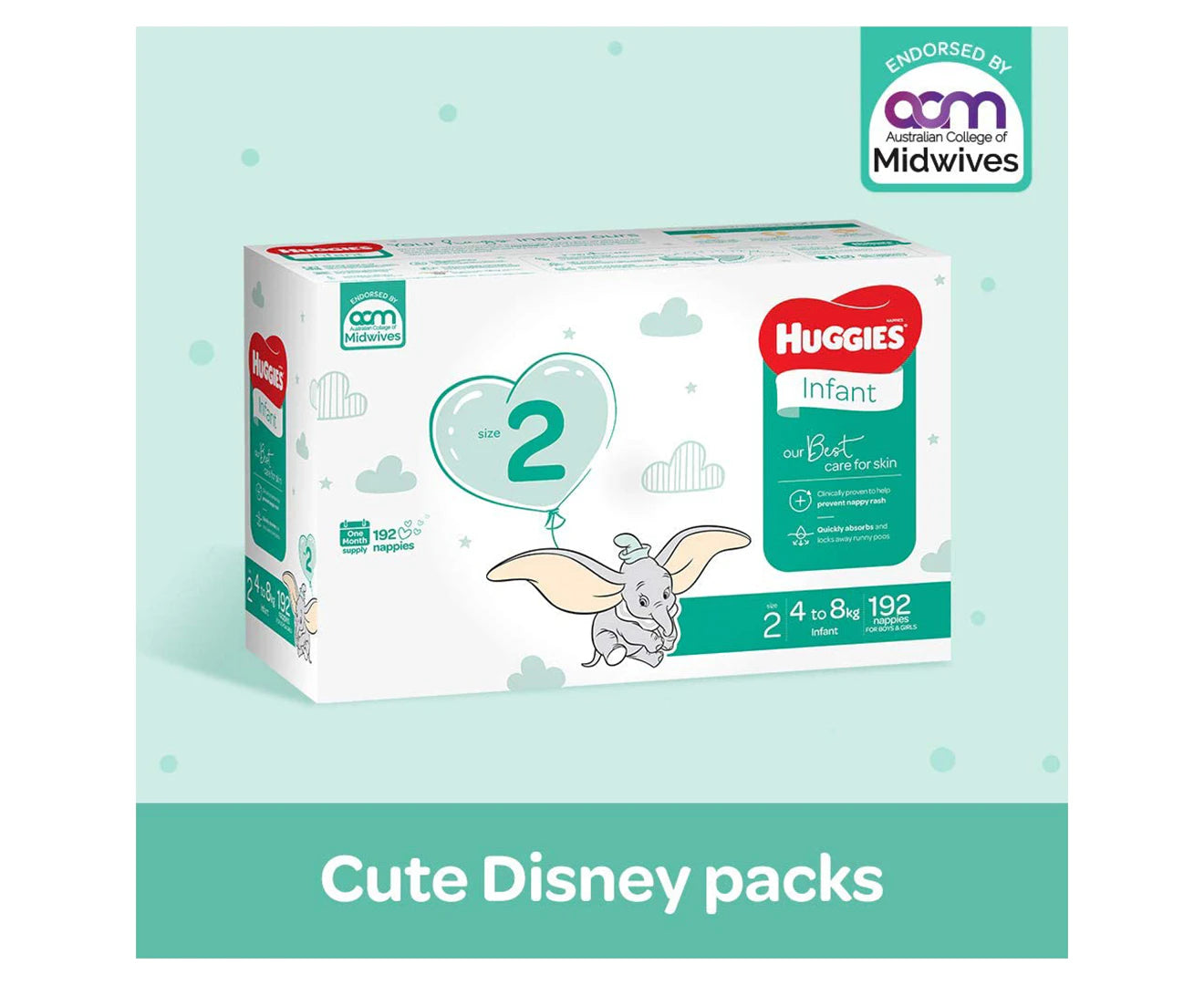 Infant Size 2 4-8Kg Nappies 192Pk