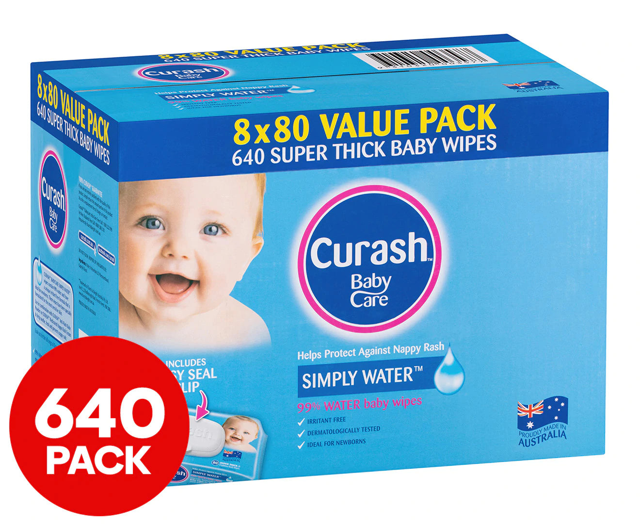 8 X 80Pk  Simply Water Baby Wipes