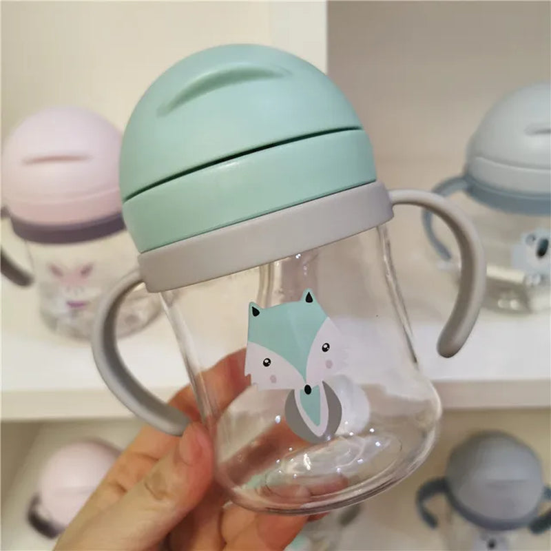 Silicone Sippy Cup with Straw Handle for Babies and Kids