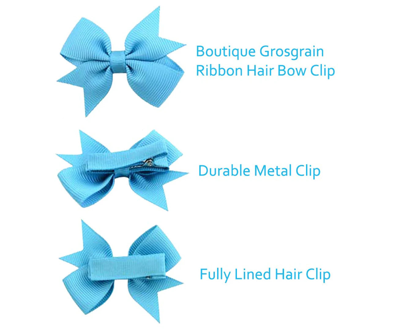 40Pcs Baby Girls Clips 2" Grosgrain Boutique Solid Color Ribbon Mini Hair Bows Clips for Baby Girls Teens Infants Kids Toddlers Children Set of 20 Pairs