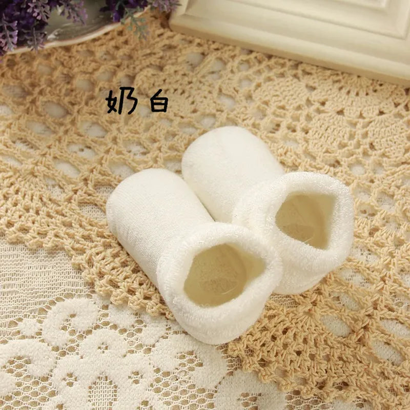 Winter Socks Baby Towel Terry Socks Pure Color Cotton Child Kids Newborn Meias Warm Non Slip Baby Thicken Socks Boys Girls 0-3 Y