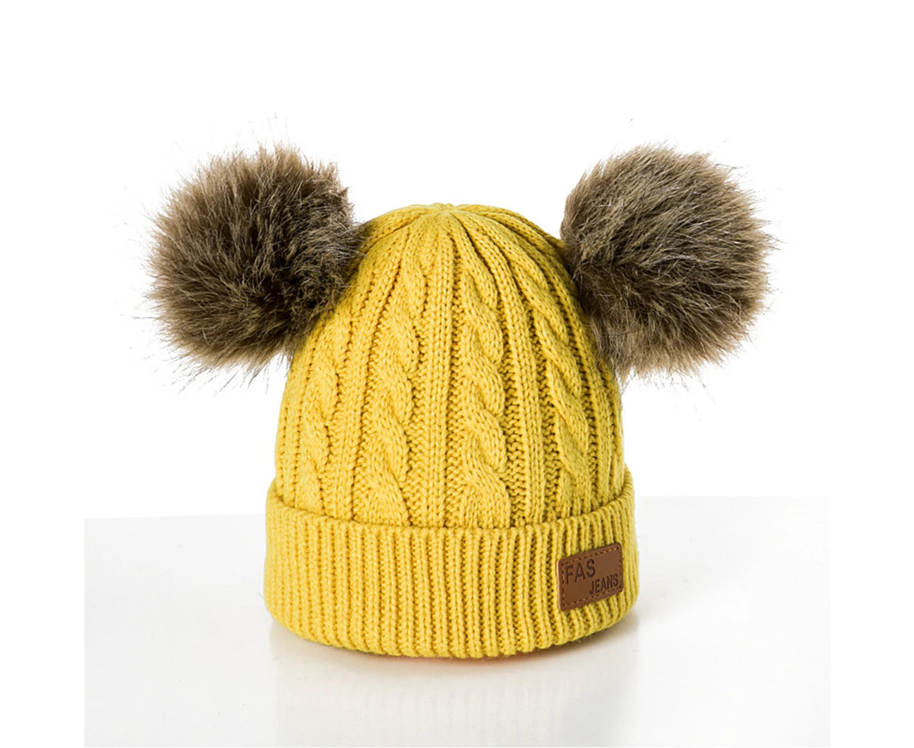 Baby Winter Knit Beanie Hat - Yellow