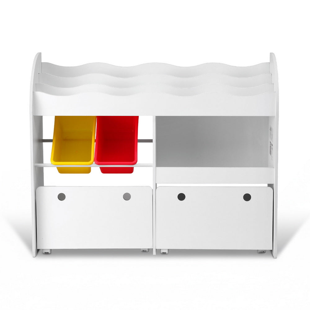 Keezi 3 Tiers Kids Bookshelf and Toy Box - White