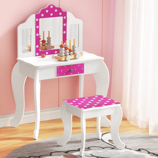 Kids Dressing Table & Vanity Makeup Set Pink