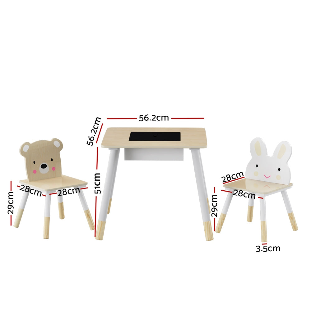 3 Piece Kids Table and Chairs Activity Set