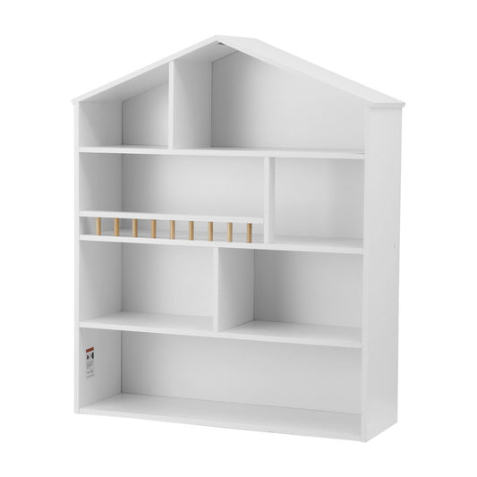 4 Tiers Kids Bookshelf with Organiser Cabinet - White
