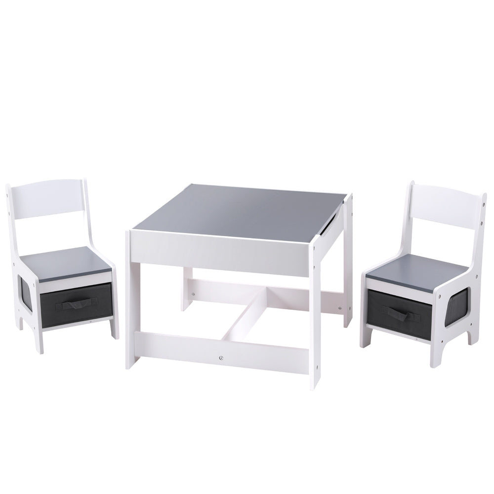 Kids Table and Chairs Set with Chalkboard Desk