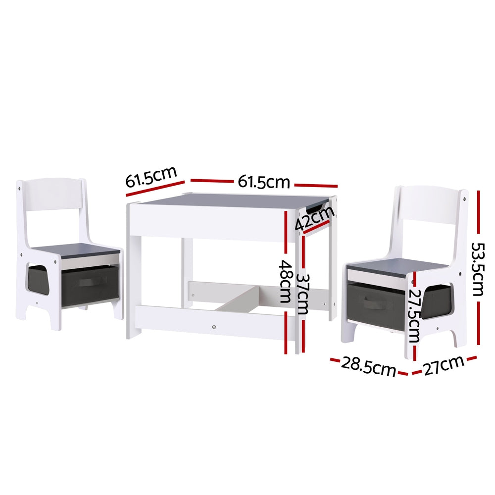 Kids Table and Chairs Set with Chalkboard Desk