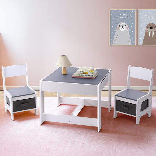 Kids Table and Chairs Set with Chalkboard Desk