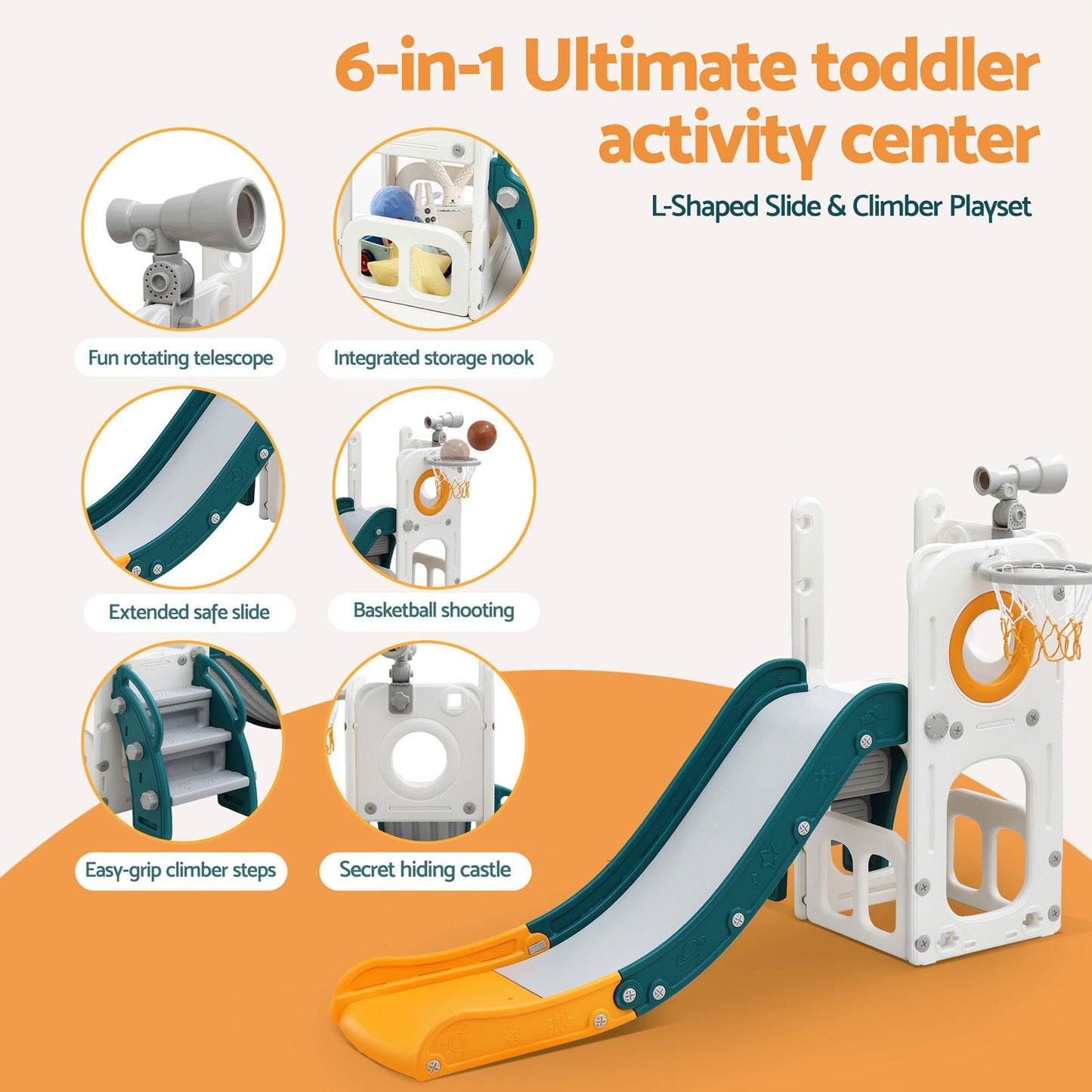 Keezi Kids Slide Set with Basketball Hoop