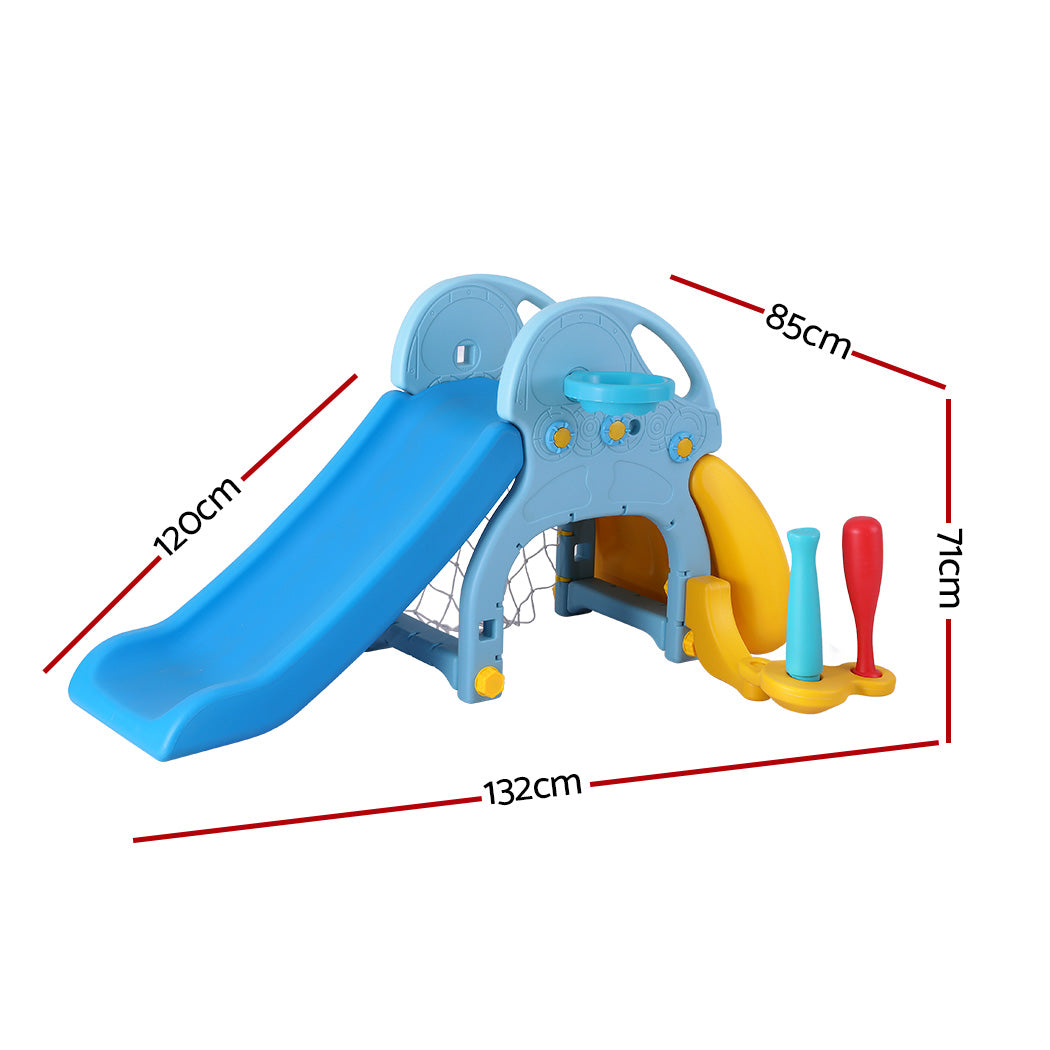 Keezi Kids Slide Set with Baseball Bat - 120cm Blue