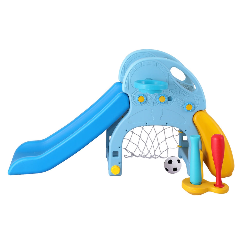 Keezi Kids Slide Set with Baseball Bat - 120cm Blue