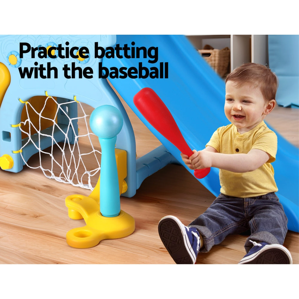 Keezi Kids Slide Set with Baseball Bat - 120cm Blue