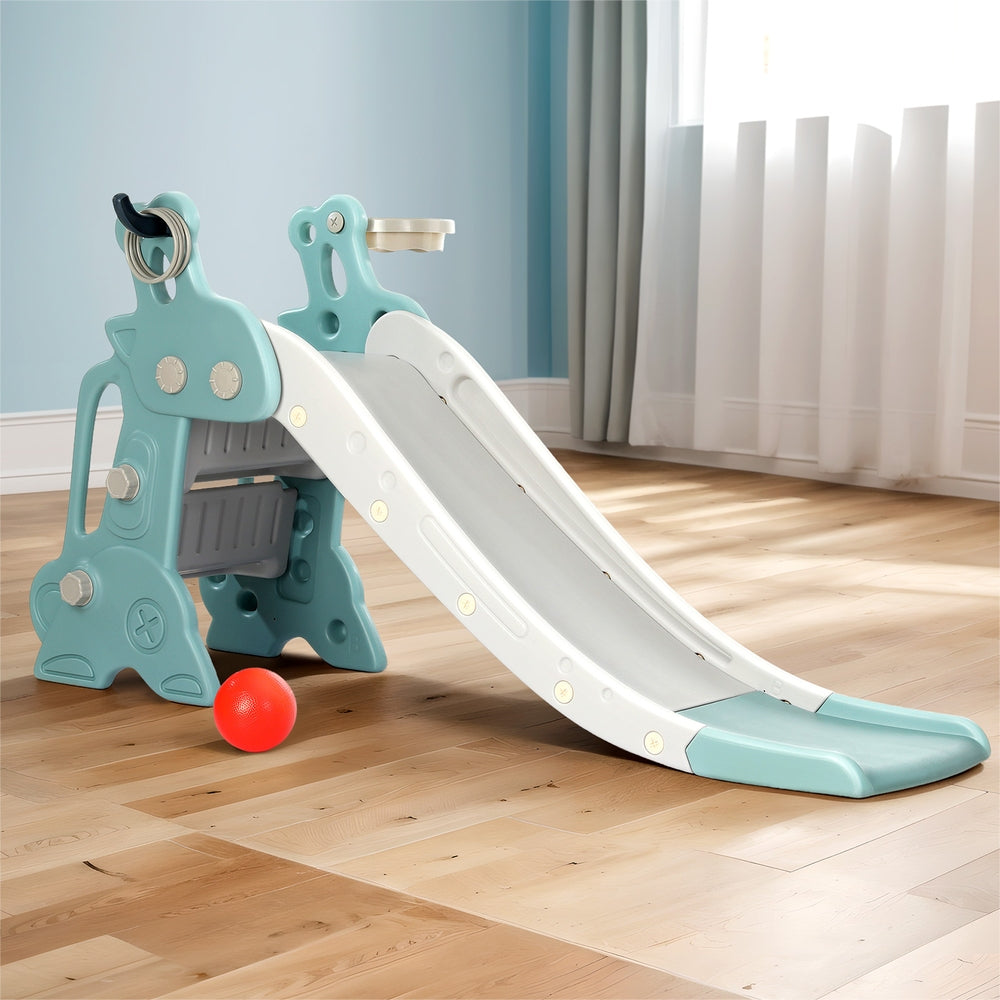 Kids Slide Set with Basketball Hoop 140cm - Blue