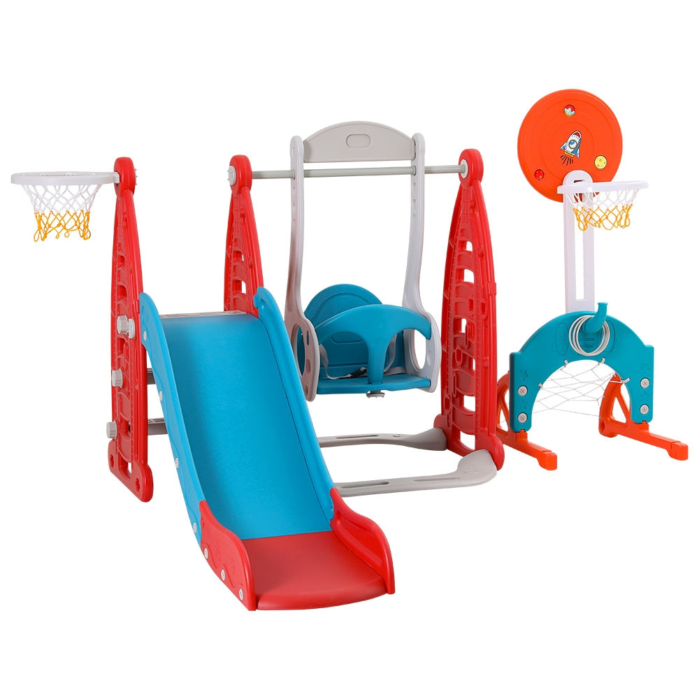 Keezi Kids Slide Set with Basketball Hoop - 140cm Red