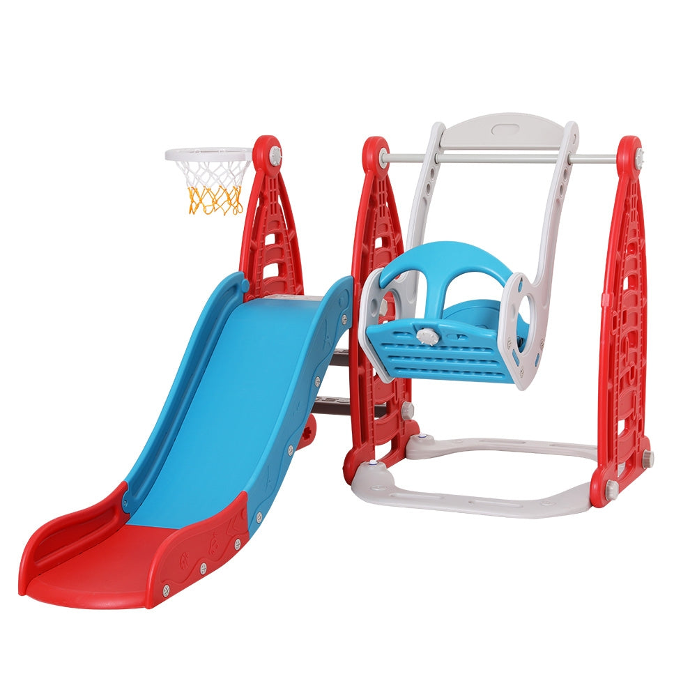 Keezi Kids Slide Set with Basketball Hoop - 140cm Red