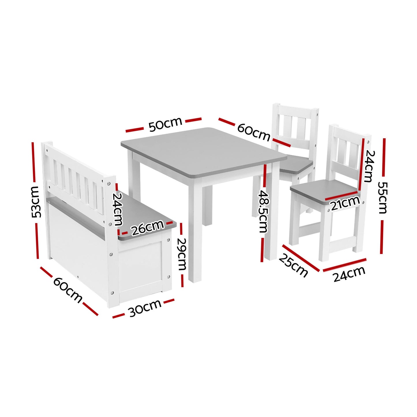 2 in 1 Kids Table and Chair Set - Grey