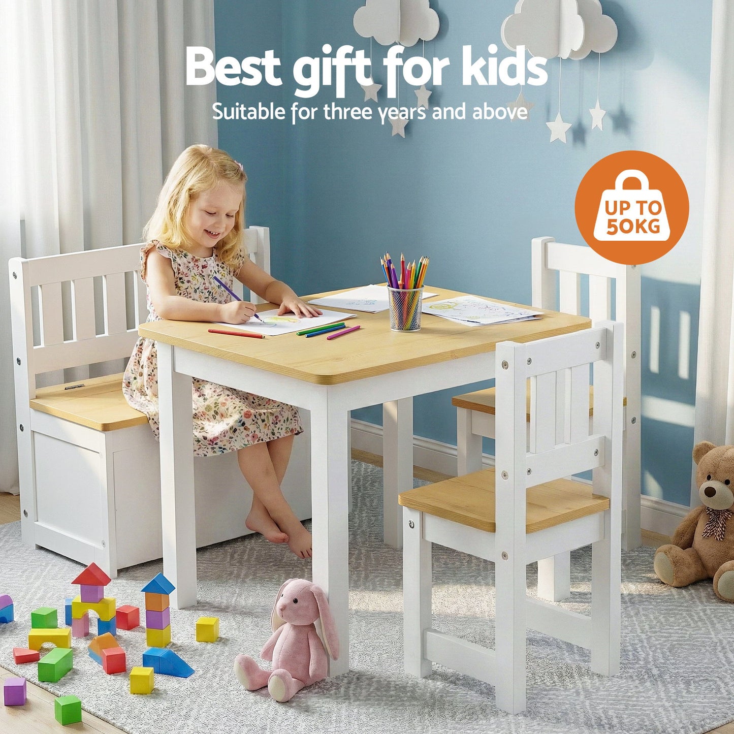 2 in 1 Kids Table and Chair Set with Activity Table