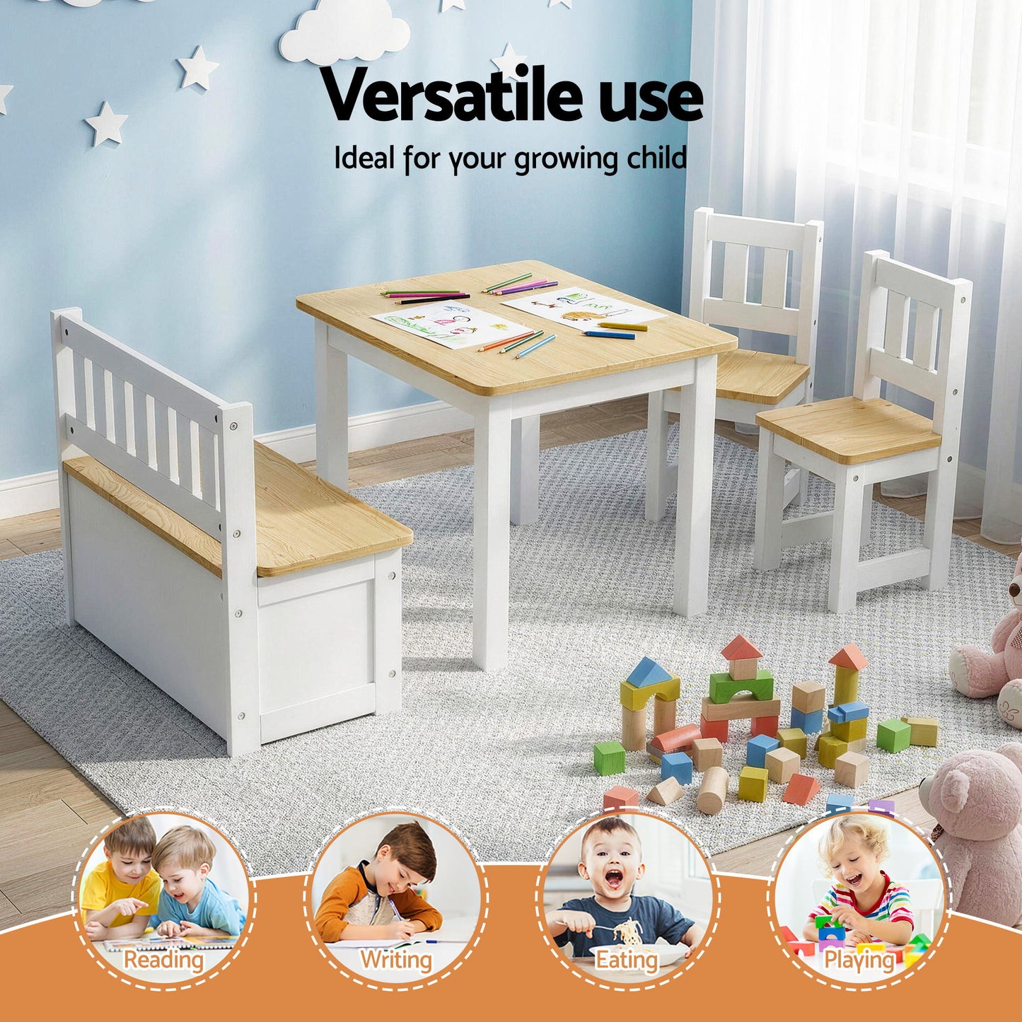 2 in 1 Kids Table and Chair Set with Activity Table