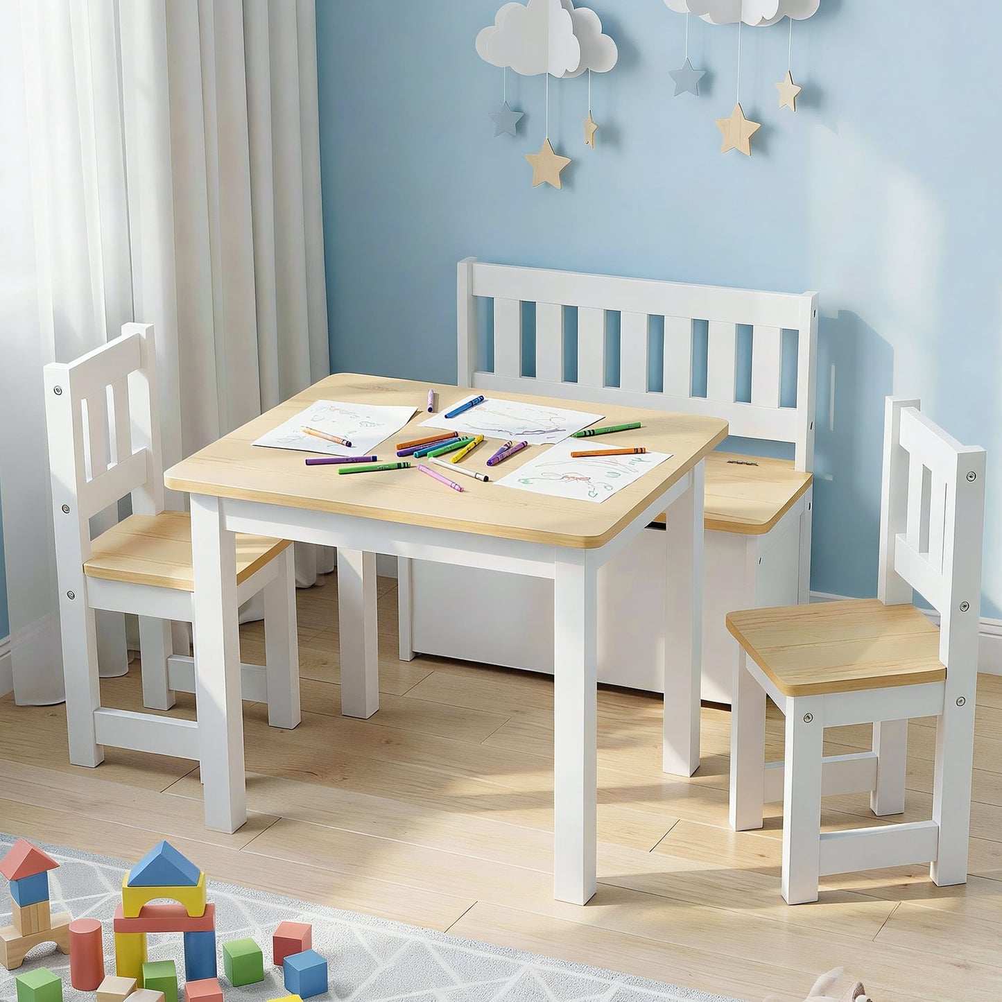 2 in 1 Kids Table and Chair Set with Activity Table