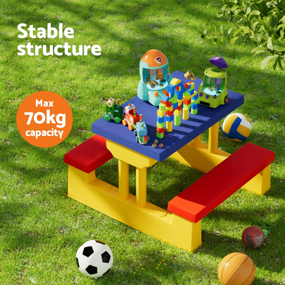 Kids Outdoor Table and Chairs Set with Picnic Bench Umbrella