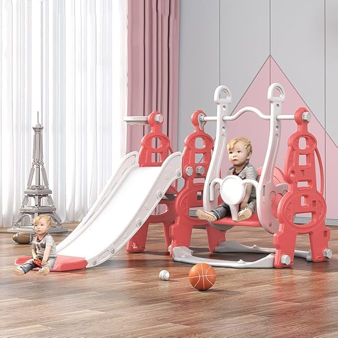 Kids Slide and Swing Set - Pink