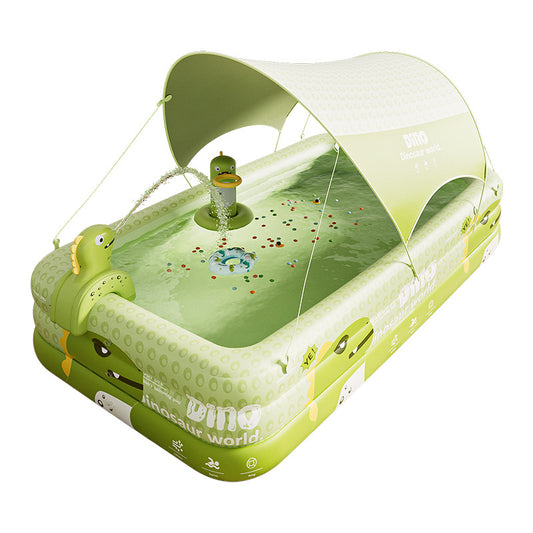 Inflatable Swimming Pool with Canopy & Dinosaur Spray