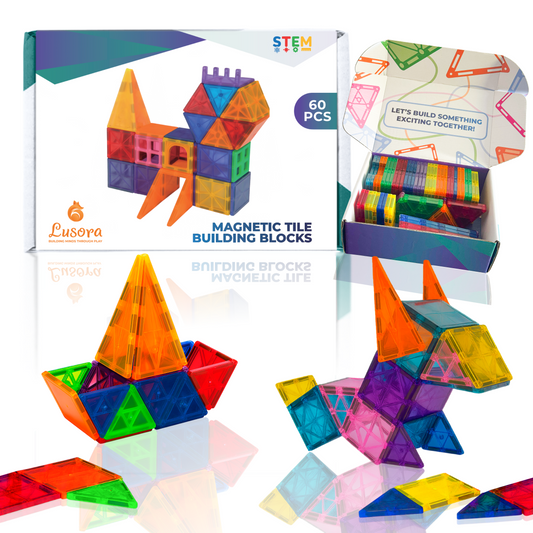 Sixty Pieces Magnetic Tiles Building Set