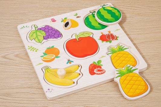 Montessori Peg Puzzle — Fruit Friends (Ages 1–3)