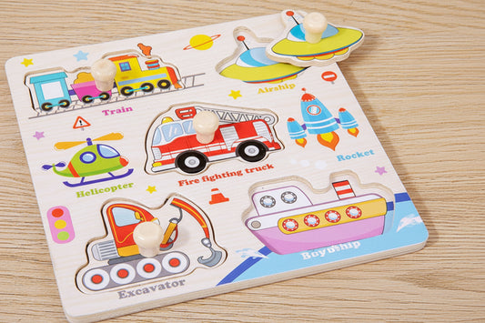 Montessori Peg Puzzle — Things That Go (Ages 1–3)