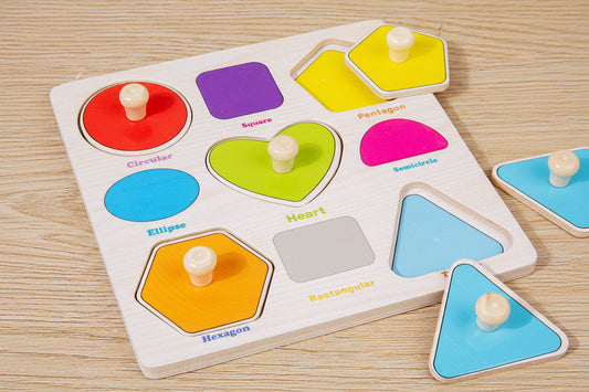 Montessori Peg Puzzle — Shapes & Colours (Ages 1–3)