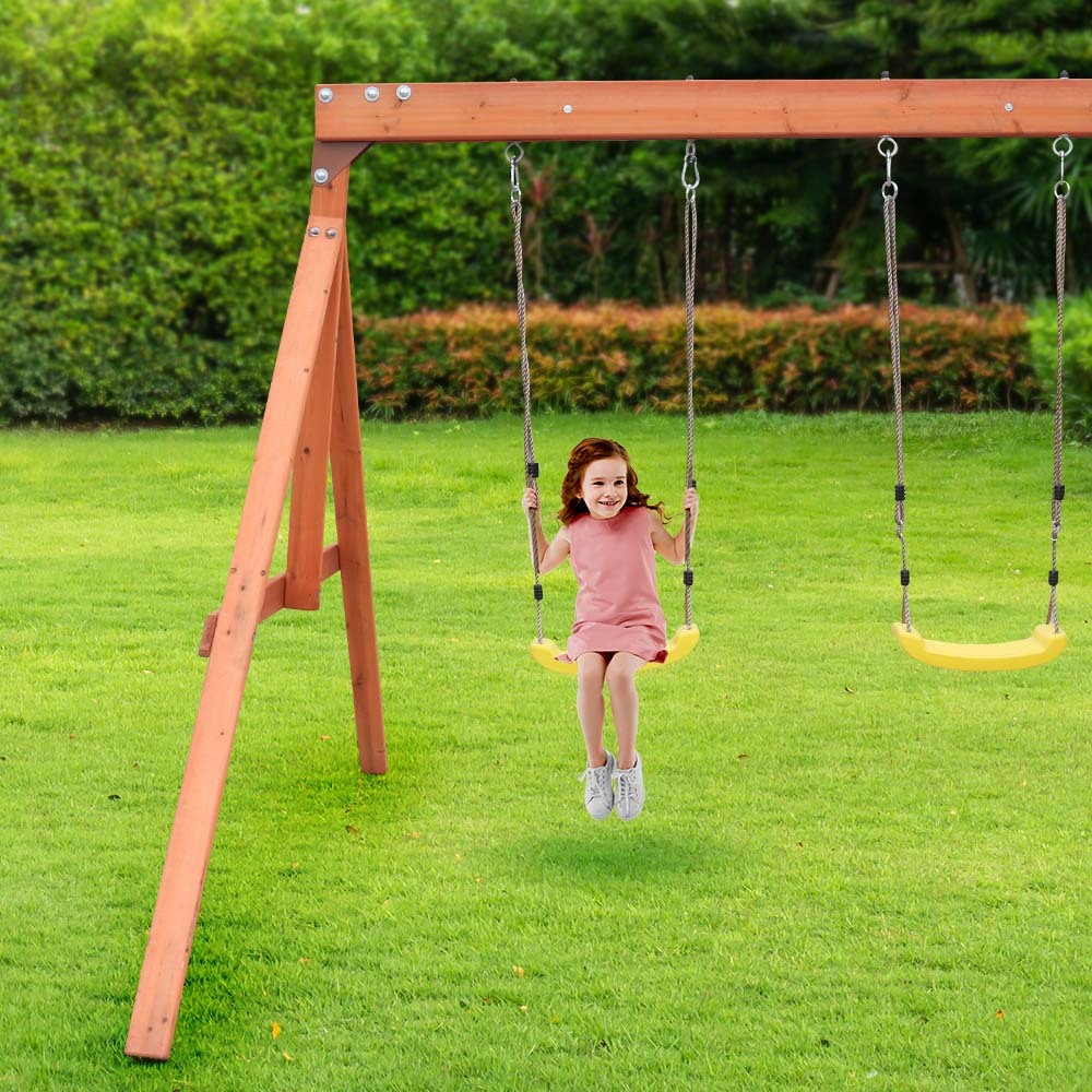 Rovo Outdoor Slide and Swing Set with Climbing Wall