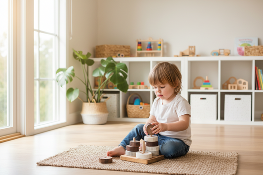 Montessori Rainbow Stacking Rings — First Stack