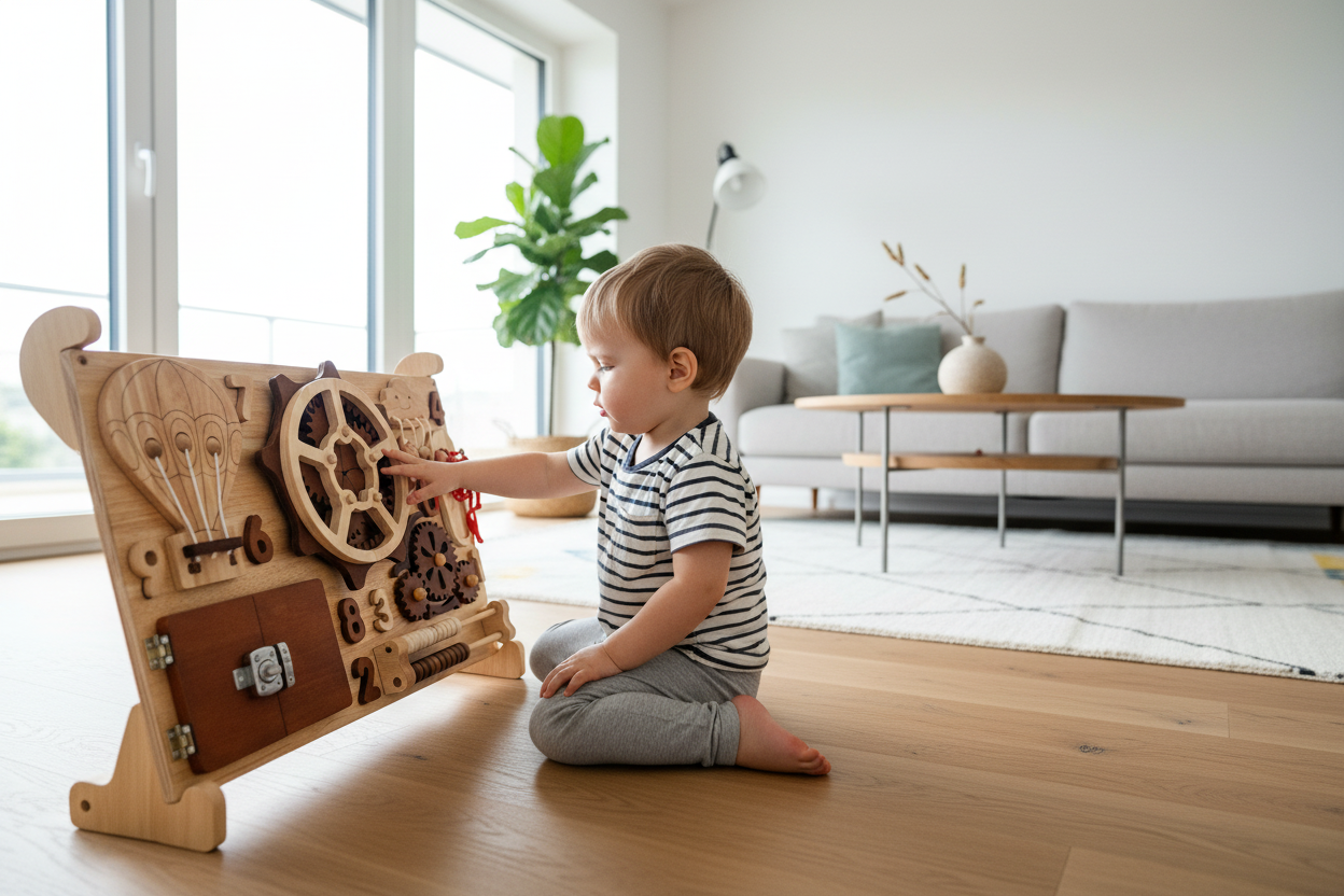 Montessori Busy Board — 20-Activity Sensory Play Panel