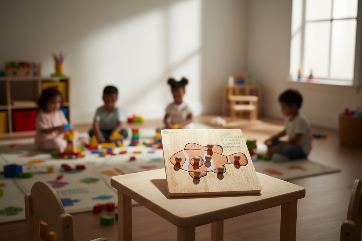 Montessori Fish Knob Puzzle — Ocean Friends