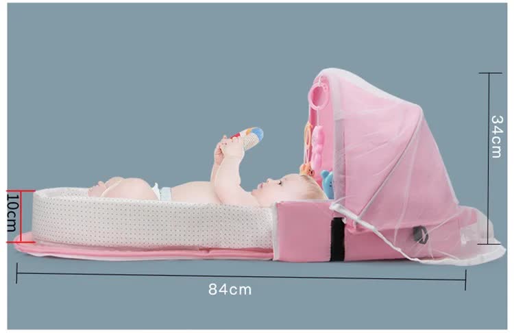 Multi Purpose Baby Bed and Diaper Backpack - Blue