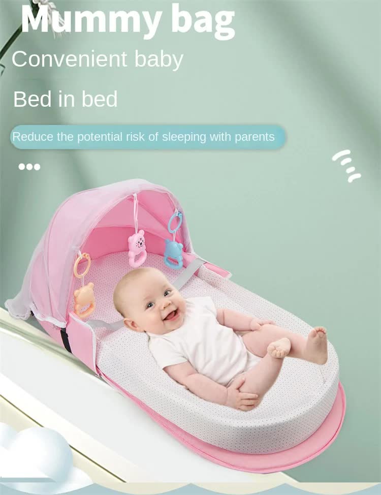 Multi Purpose Baby Bed and Diaper Backpack - Grey