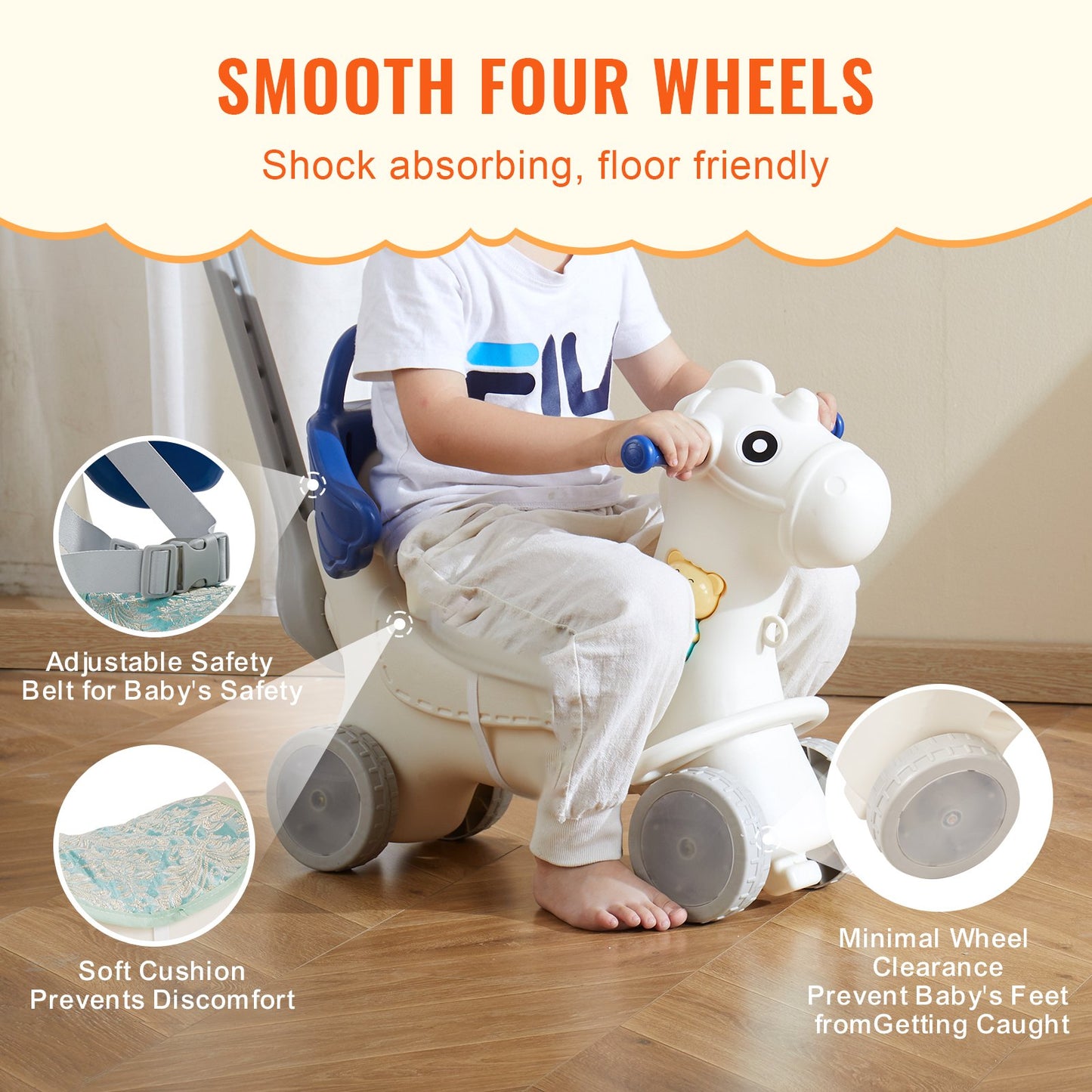 4 in 1 Rocking Horse for Toddlers 1 to 3 Years - Blue